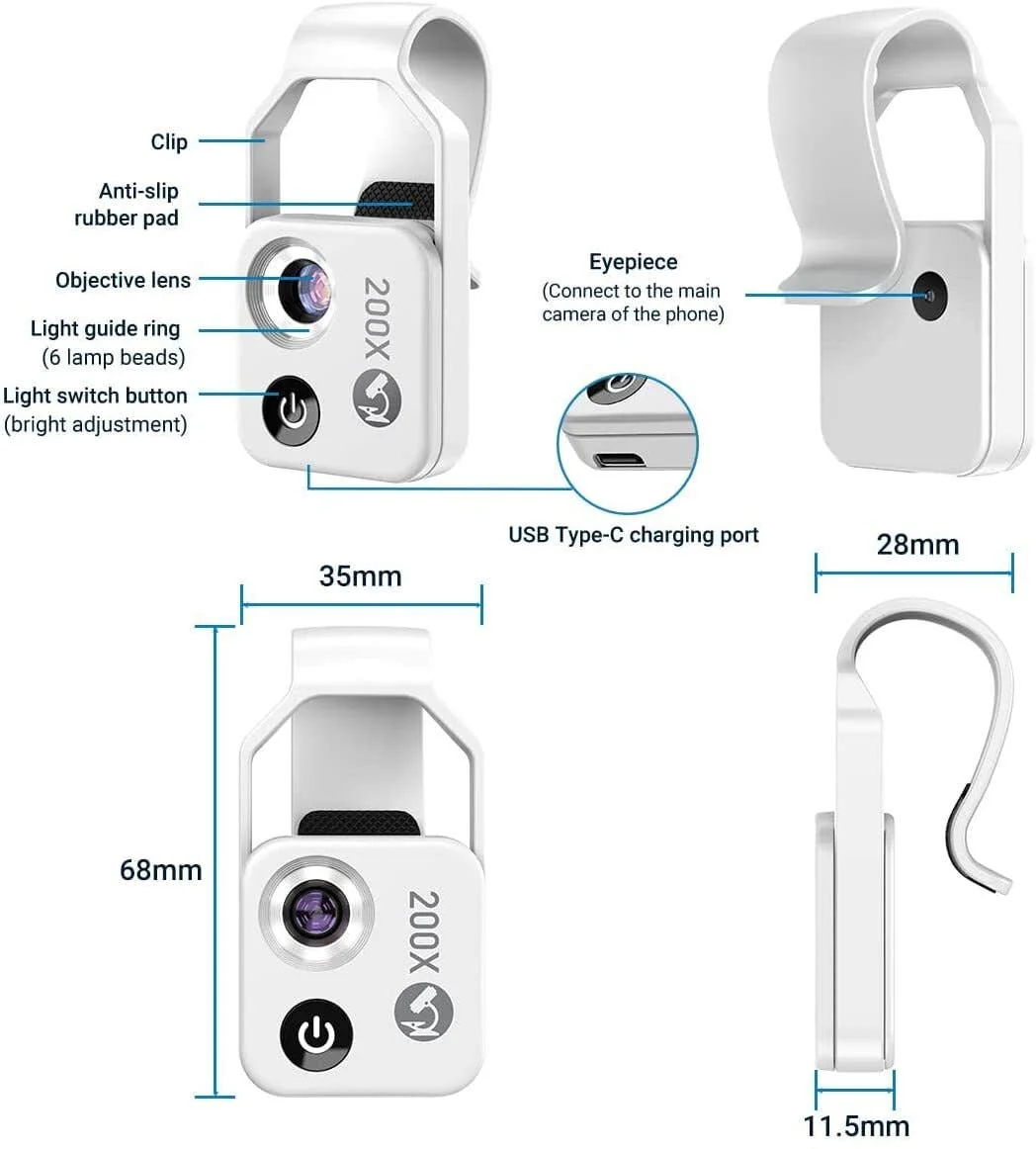 Apexel 200X Clip on Macro Phone Lens with LED Light - Image 4