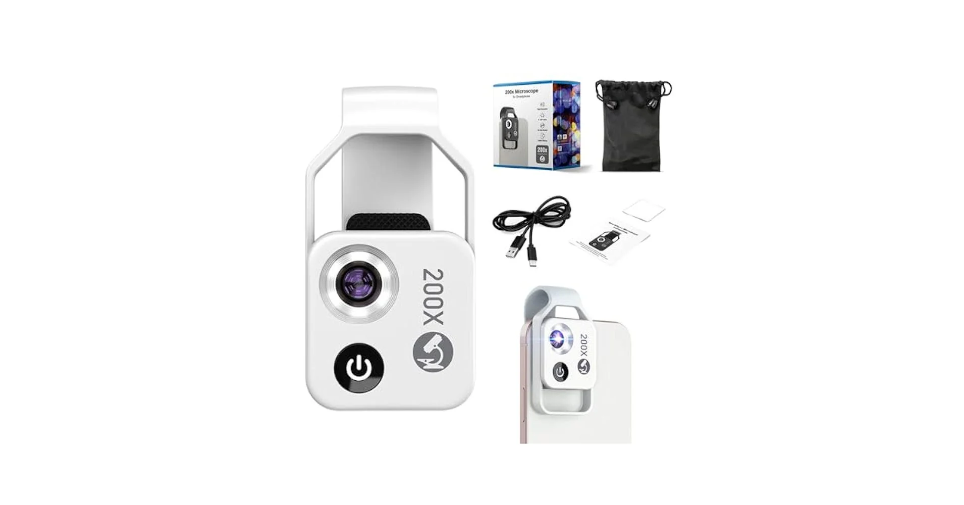 Apexel 200X Clip on Macro Phone Lens with LED Light - Image 5