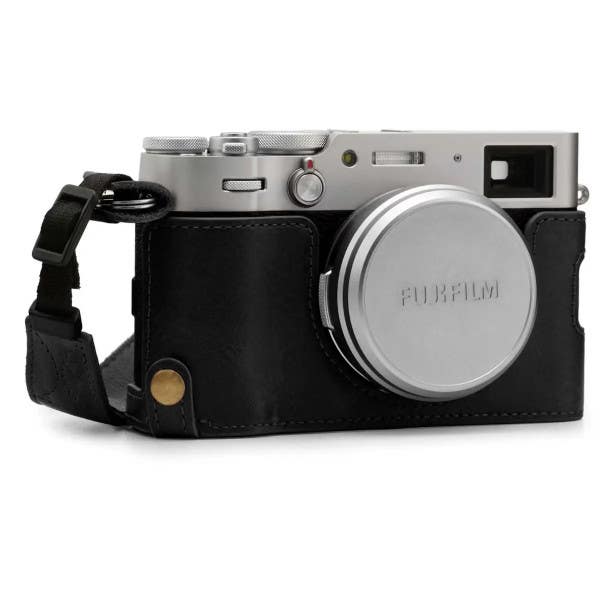 MegaGear Leather Half Case with Strap - Fujifilm X100V BLK