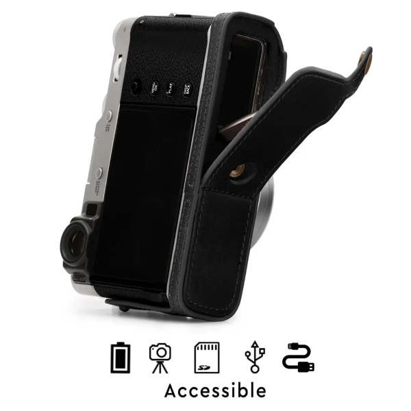 MegaGear Leather Half Case with Strap - Fujifilm X100V BLK - Image 3