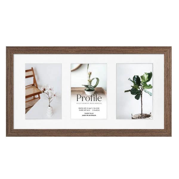 Profile Deluxe Chestnut 20x40cm Photo Frame - 3x 10x15cm Photos