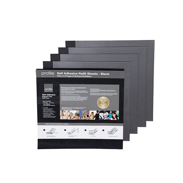 Profile Self Adhesive Refill 275x300 Black - 10 Pages (5 Sheets)